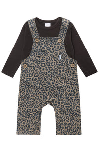 2-teiliges Set mit Leo-Latzhose und Langarmshirt