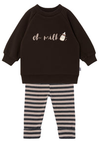 2tlg. Set mit Sweatshirt und Leggings "oh milk"