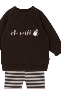 2tlg. Set mit Sweatshirt und Leggings "oh milk"