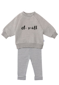 2tlg. Set mit Sweatshirt und Leggings "oh milk"