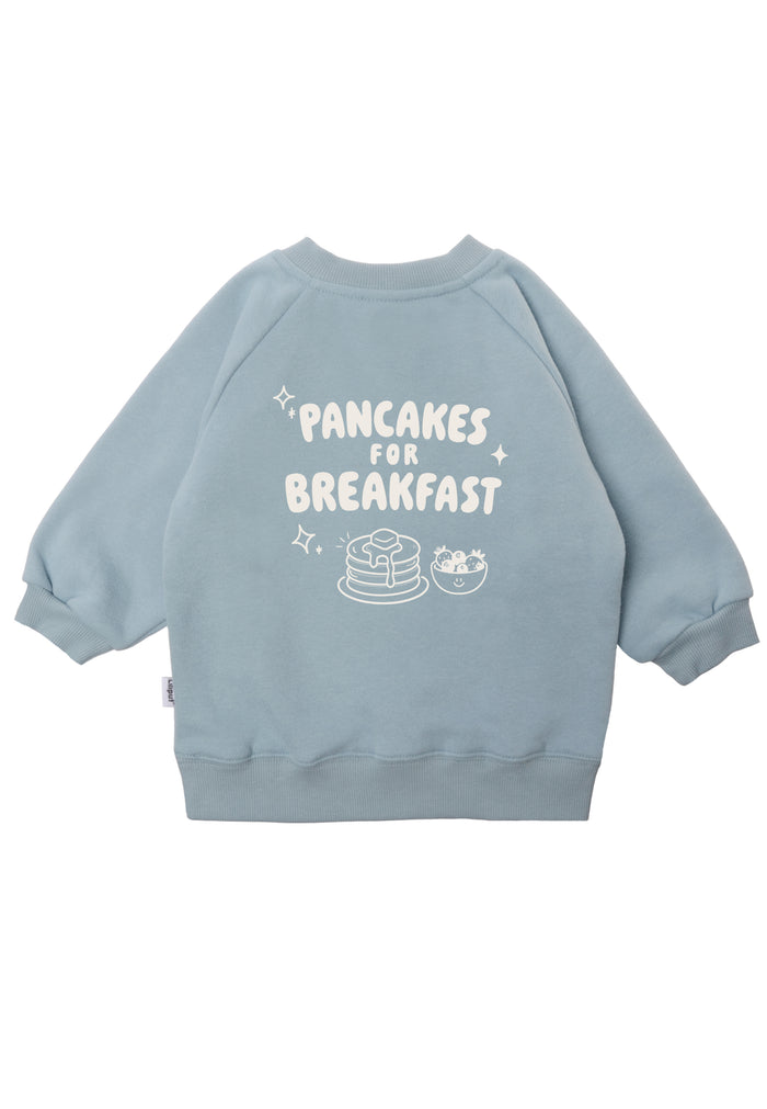 Kinder Sweatshirt „Pancakes for Breakfast“ Hellblau