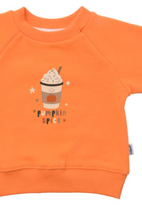 2tlg. Set mit Sweatshirt "Pumpkin Spice" in orange und Ringel Leggings