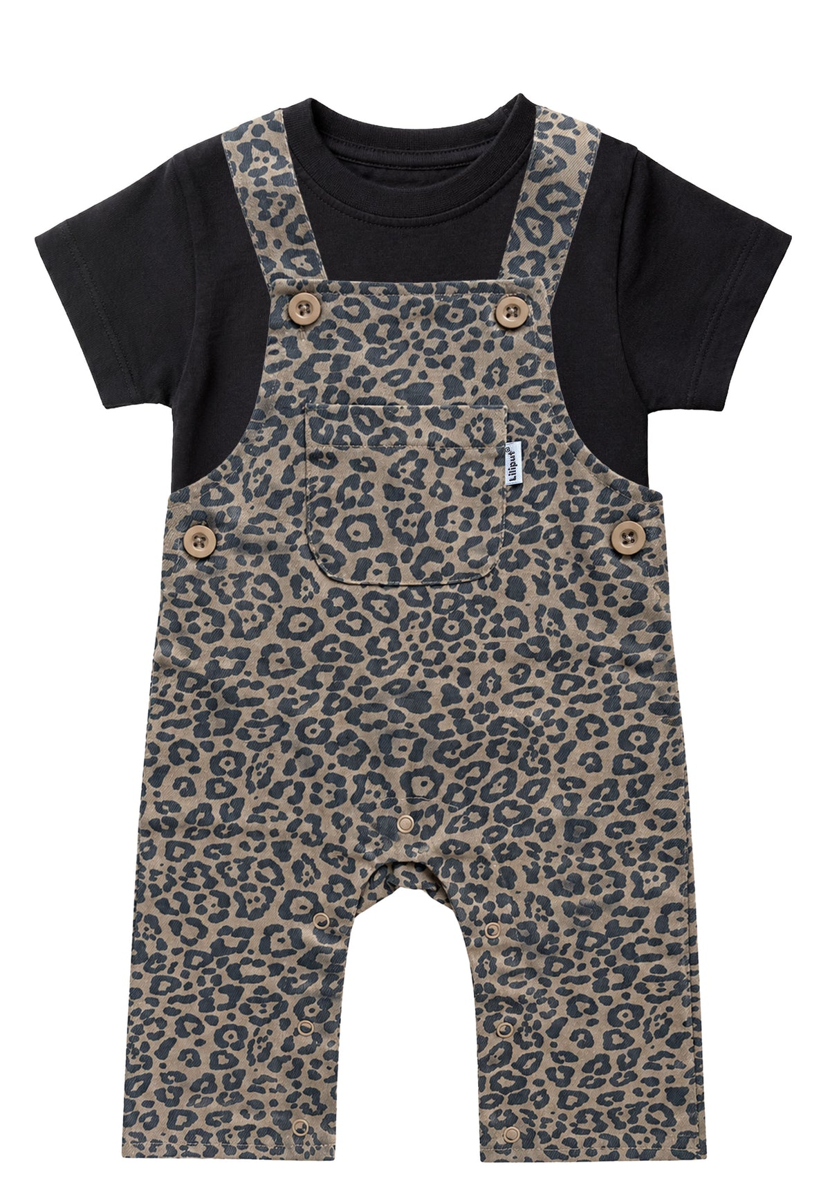 2-teiliges Set mit Leo-Latzhose und T-Shirt