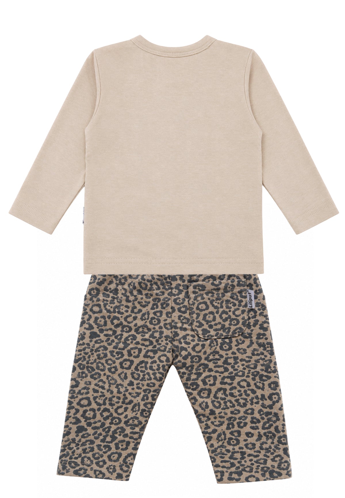 2-teiliges Set mit Leo-Hose und Langarmshirt in Beige