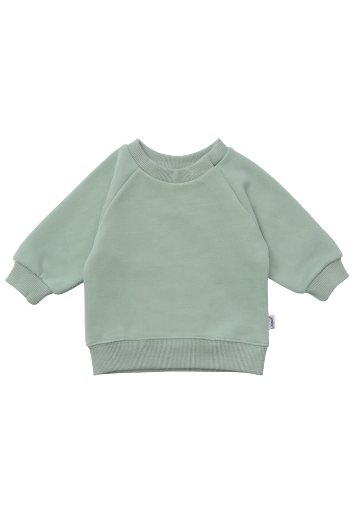 Sweatshirt mit Raglanärmeln in der Farbe schilf mit weichen Ribbündchen.