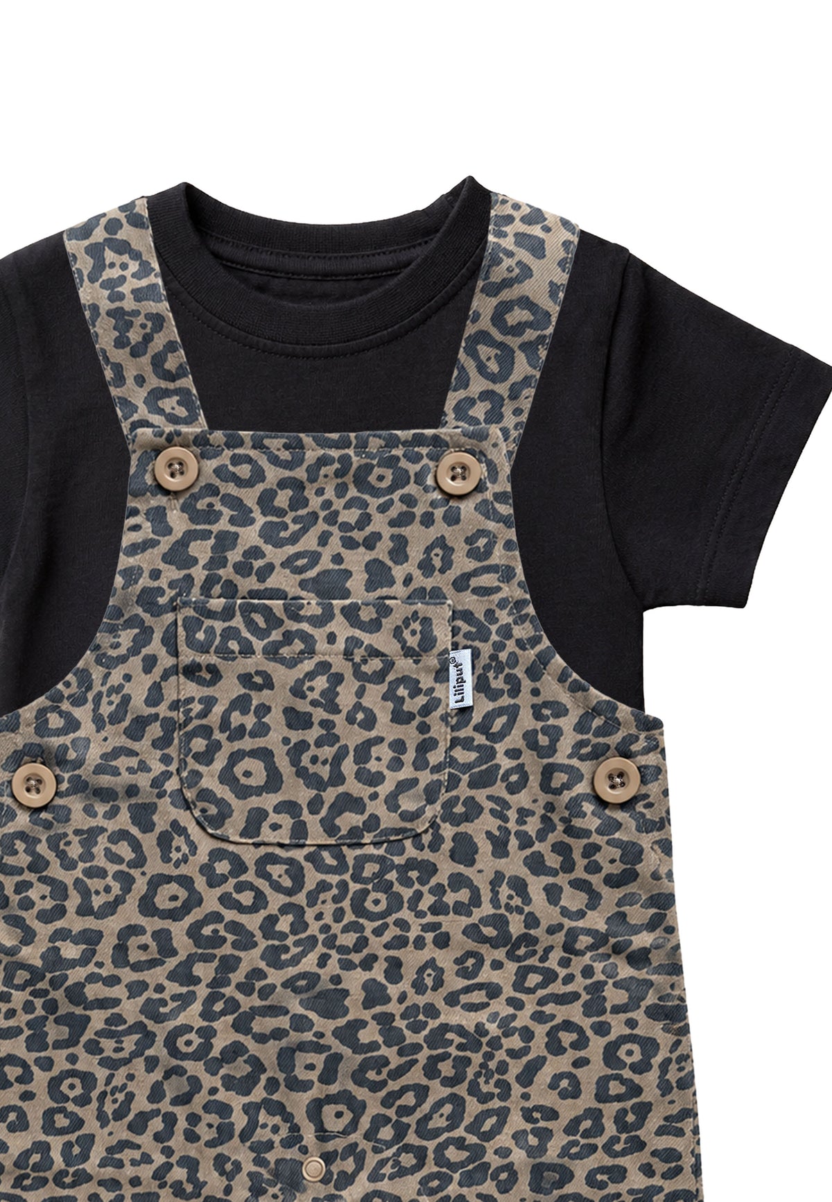 2-teiliges Set mit Leo-Latzhose und T-Shirt