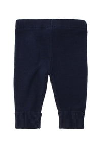 Feine Strickhose in marine mit umgeschlagenem Saum