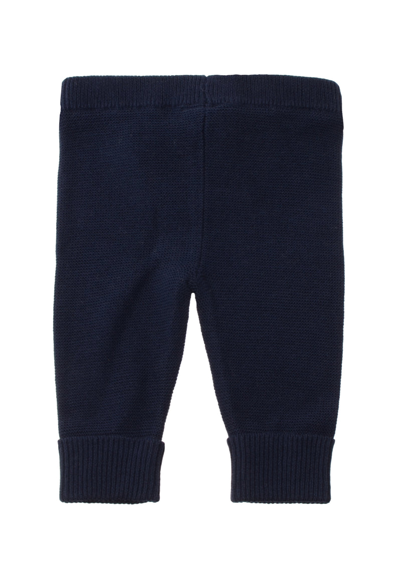 Feine Strickhose in marine mit umgeschlagenem Saum
