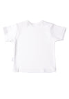 Rückseite weißes t-Shirt aus Bio Baumwolle.