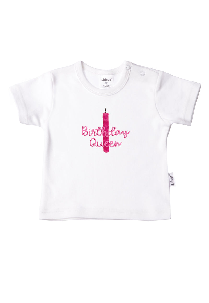Baby Shirt aus Bio Baumwolle in weiß mit Aufdruck "Birthday Queen"