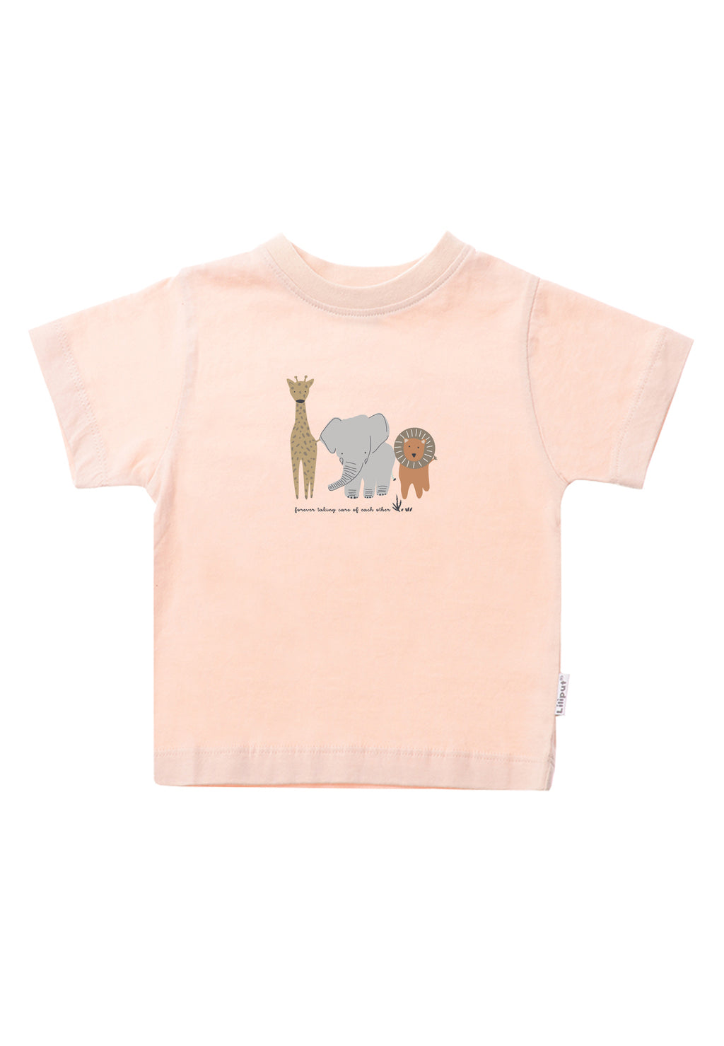 Doppelpack T-Shirts in apricot und rosè mit Animal Prints und Wording "lets explore the world together"