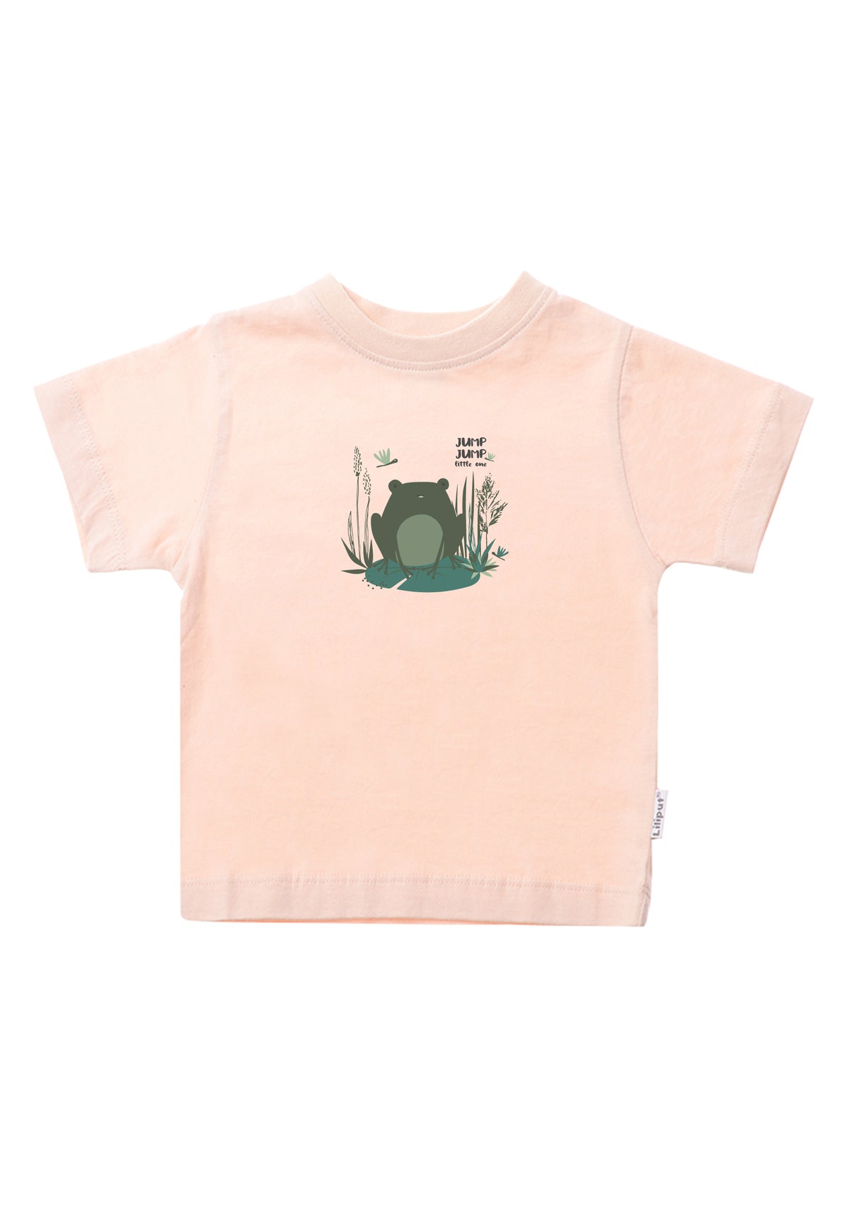 T-Shirt in apricot mit Aufdruck "Frosch"