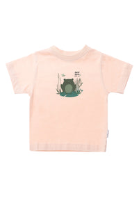 T-Shirt in apricot mit Aufdruck "Frosch"