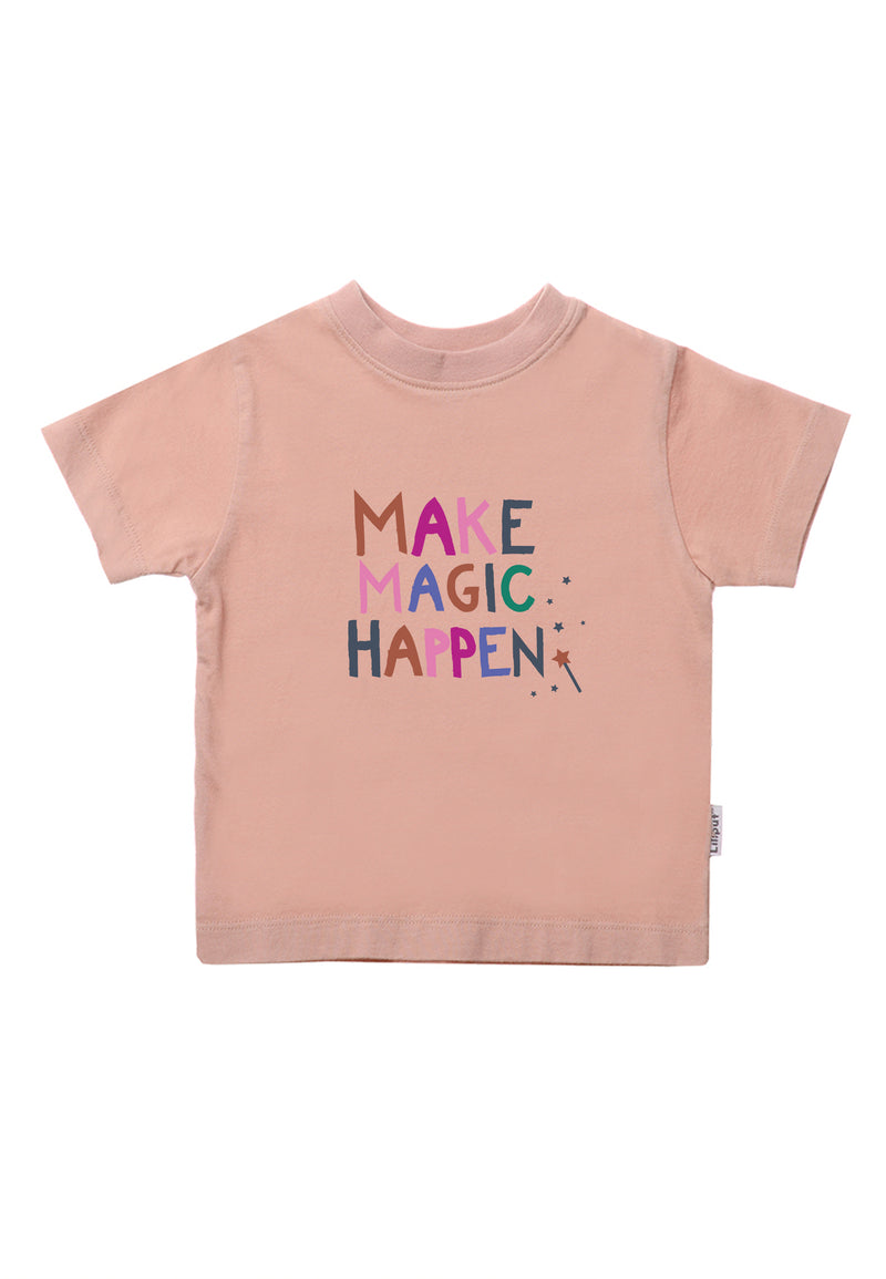 T-Shirt in rose mit Print "make magic happen"