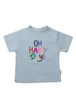 T-Shirt in hellblau mit Print "oh happy day"