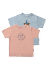Doppelpack Bio Baumwoll Shirts in rose und hellblau mit Prints