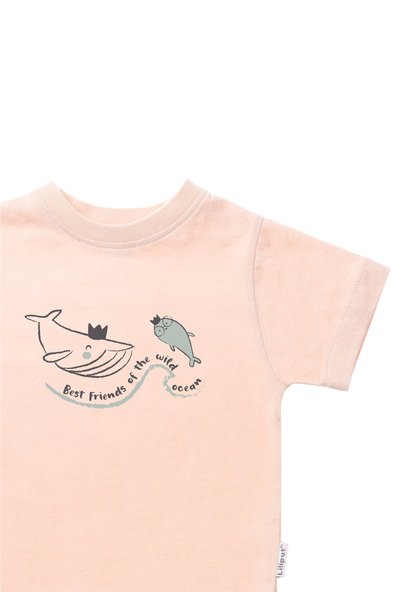 Kinder T-Shirts Bio-Baumwolle Liliput in khaki und apricot