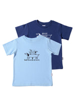 Doppelpack Bio Baumwoll Shirts in hellblau und dunkelblau mit Hunde Prints