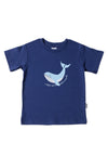 T-Shirt in dunkelblau mit Wal Print und Wording "i like you whaley much"