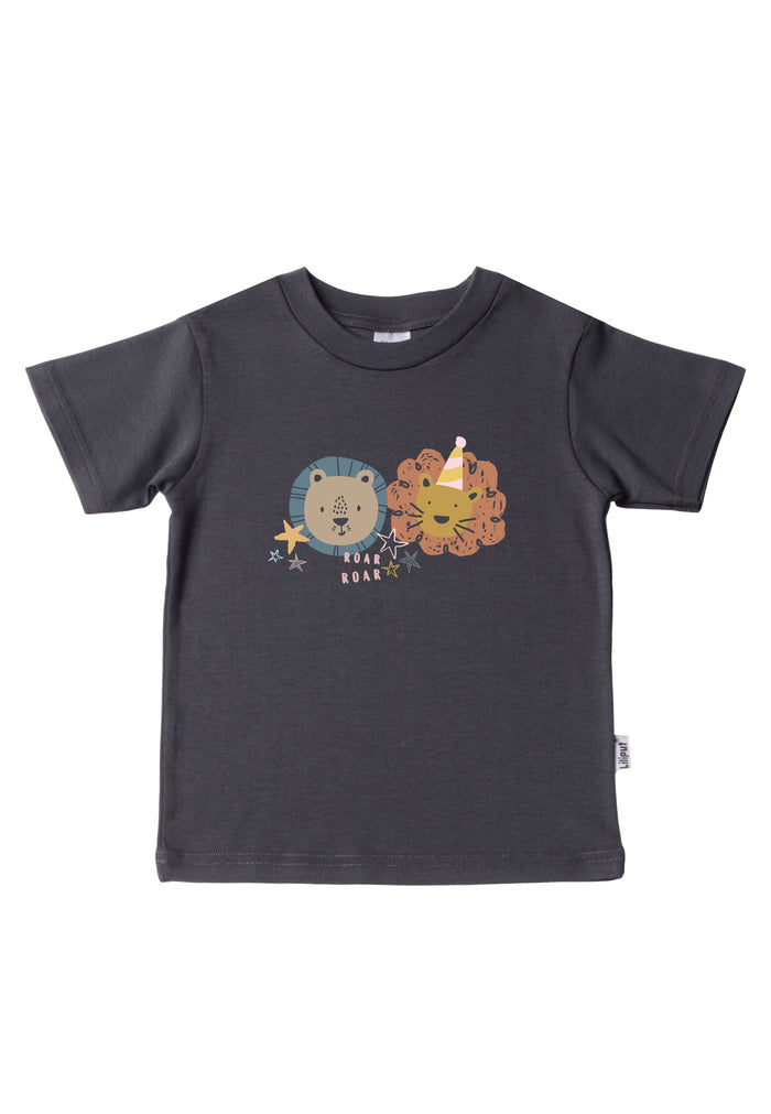 T-Shirt aus Bio Baumwolle in anthrazit und mit Print