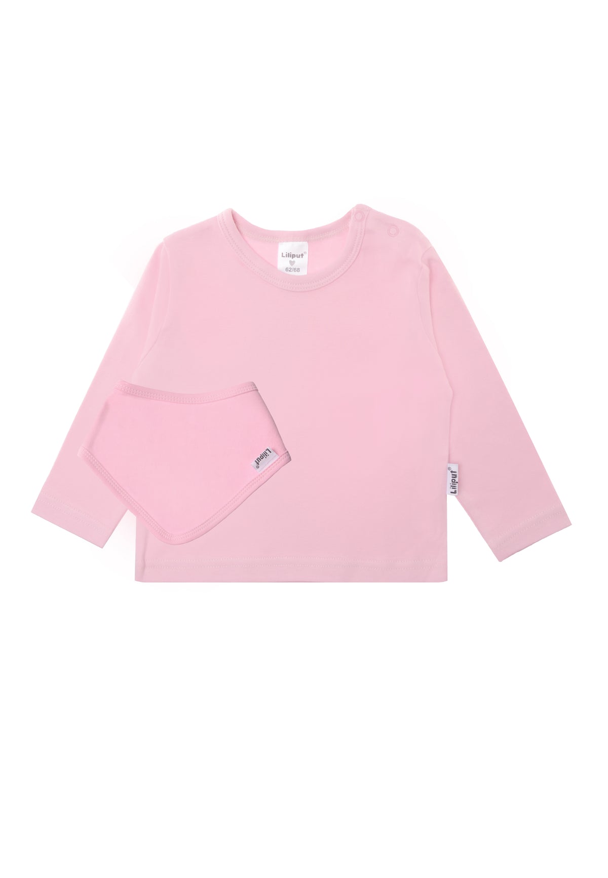 Set aus Langarmshirt und passendem Halstuch in rosa. 