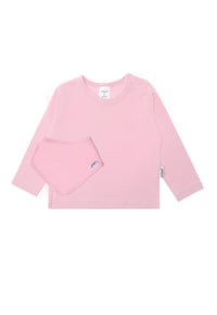 Set aus Langarmshirt und passendem Halstuch in rosa. 