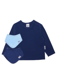 Set aus Langarmshirt und zwei Halstüchern aus Bio-Baumwolle