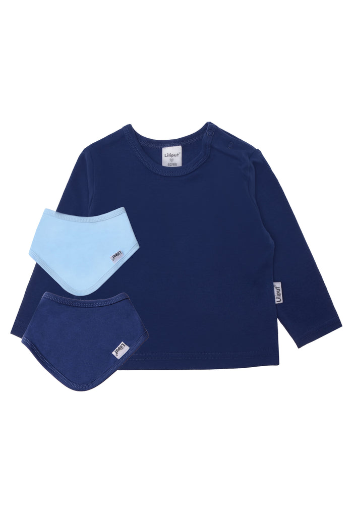 Set aus Langarmshirt und zwei Halstüchern aus Bio-Baumwolle