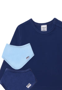 Set aus Langarmshirt und zwei Halstüchern aus Bio-Baumwolle