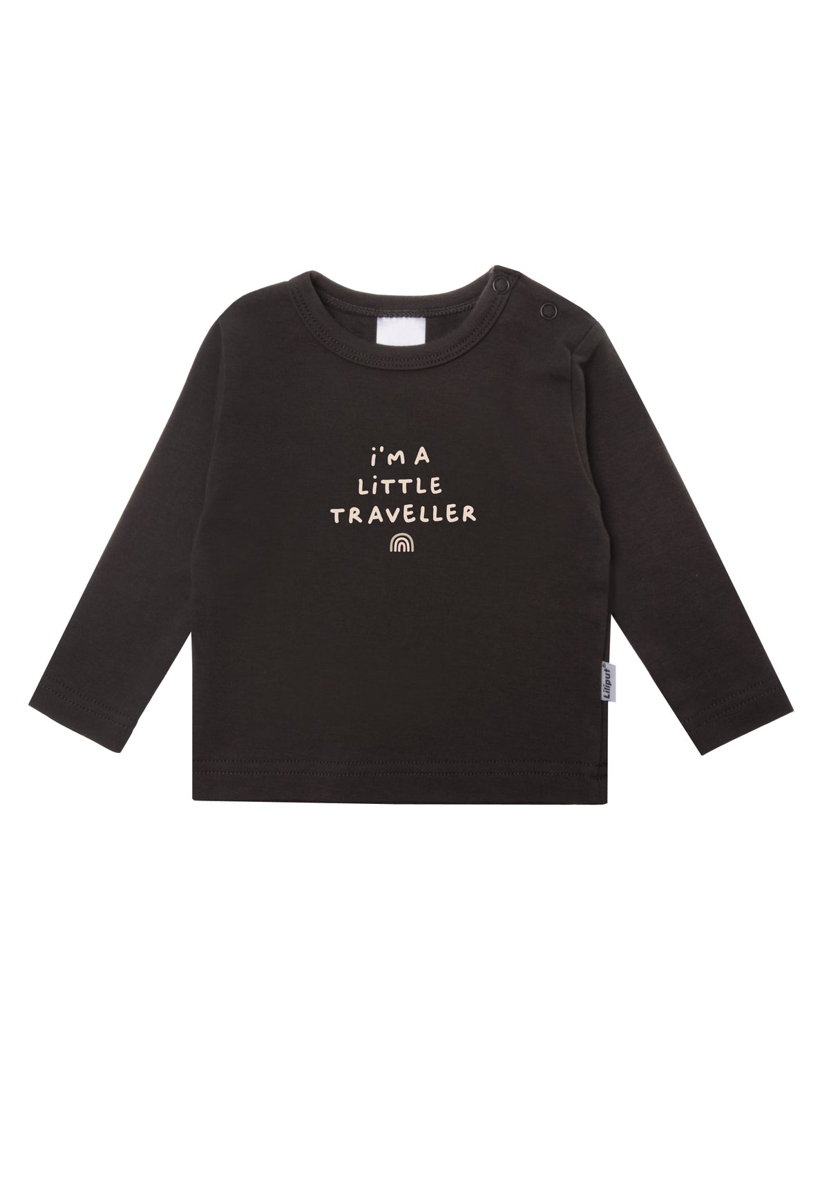 Langarmshirt aus 100% Baumwolle in anthrazit mit dem Print i'm a little traveller.