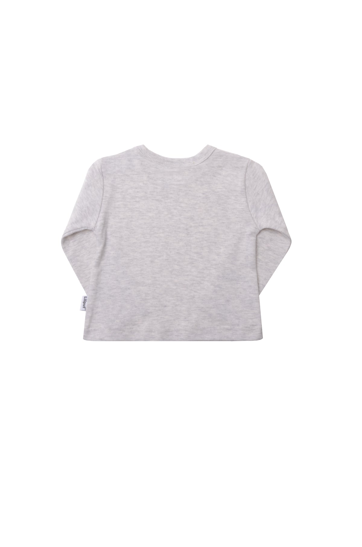 Rückseite des grauen Langarmshirts.