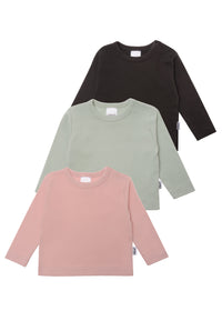 3er Pack Langarmshirts in modernen Farben. 
