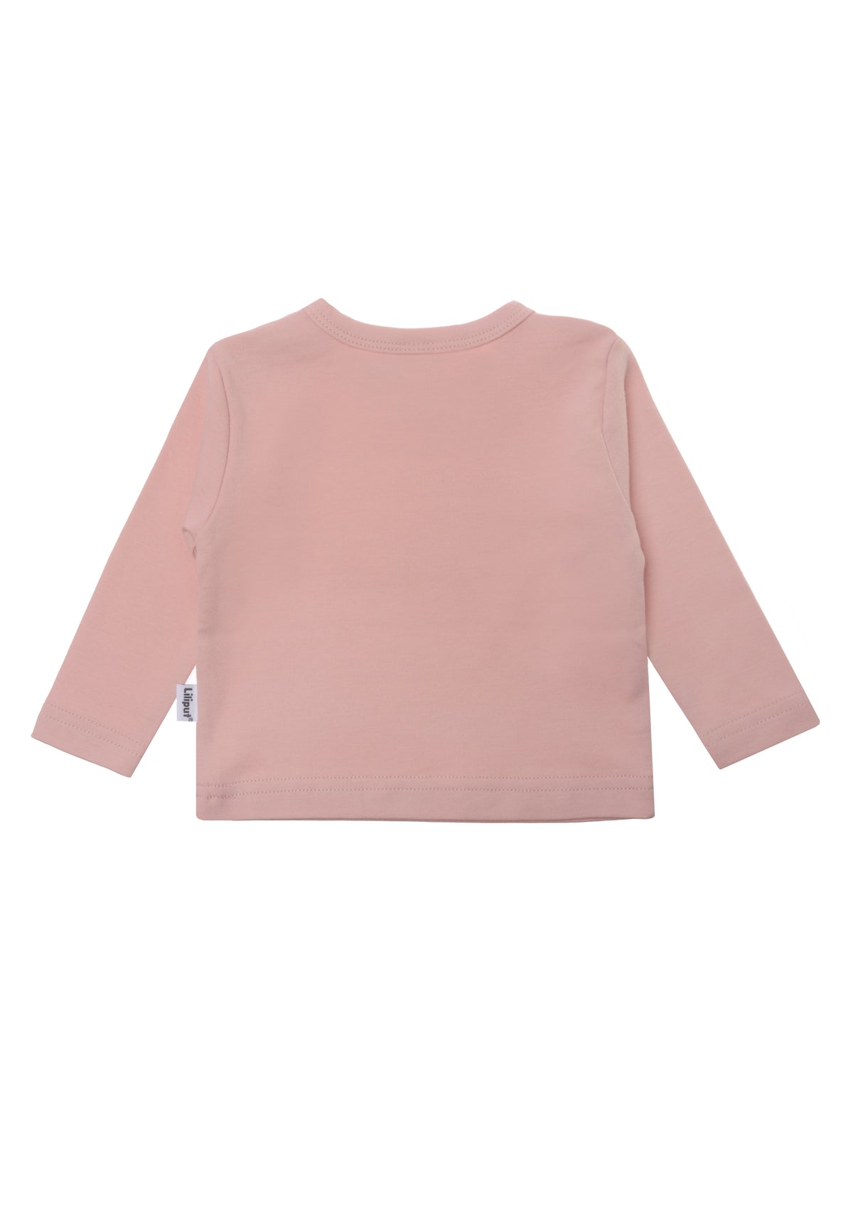 Rückseite des Langarmshirts in zartem rosè Farbton.