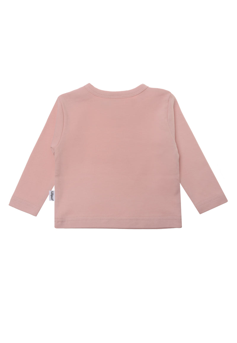 Rückseite des Langarmshirts in zartem rosè Farbton.