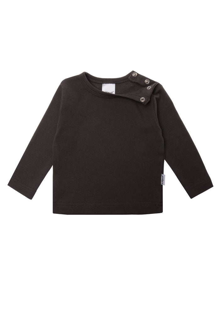 Langarmshirt in anthrazit mit langem Arm und praktischen Druckknöpfen.