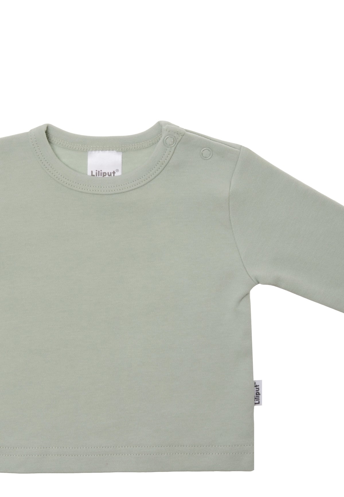 Detailansicht des hochwertigen Langarmshirts in schilf.