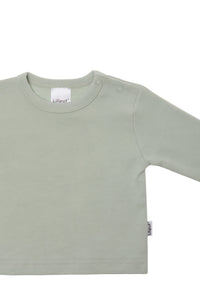 Detailansicht des hochwertigen Langarmshirts in schilf.