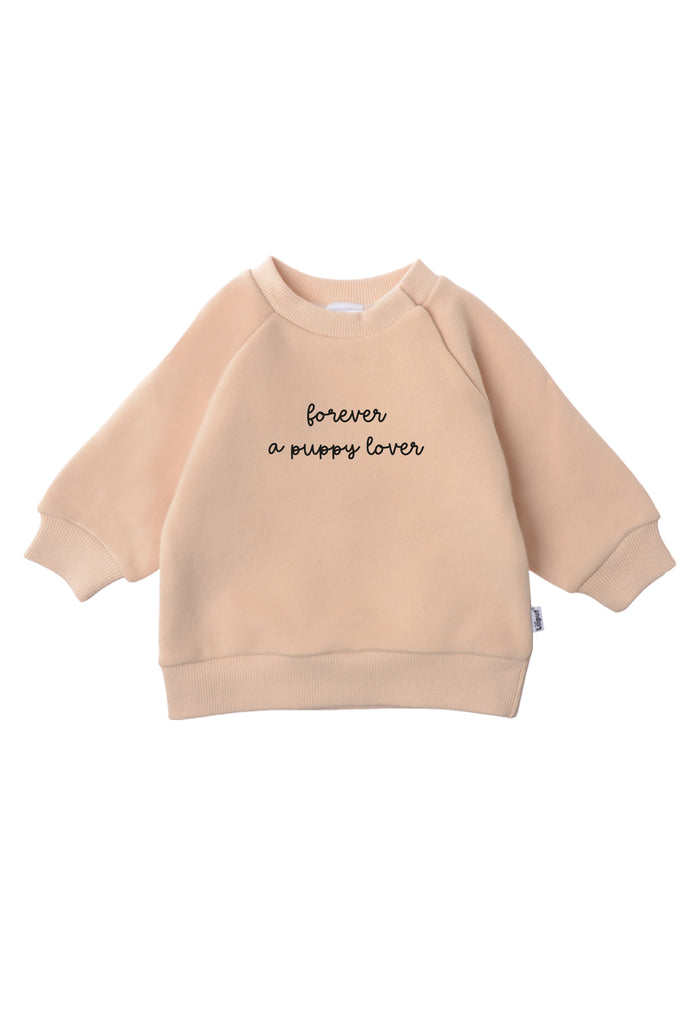 Sweatshirt in beige mit Print "forever a puppy lover"