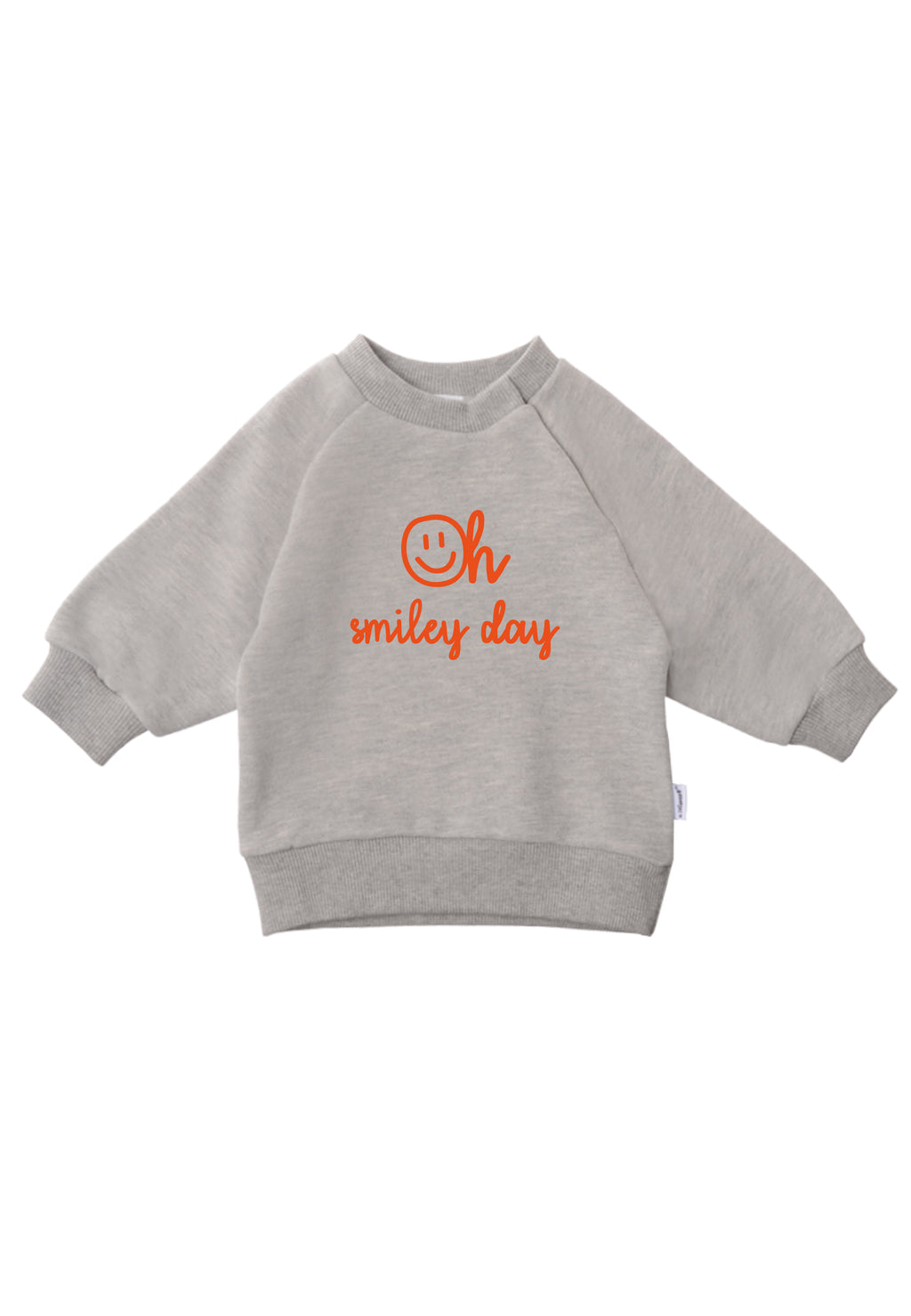 Sweatshirt in grau mit orangenem Print "oh smiley day"