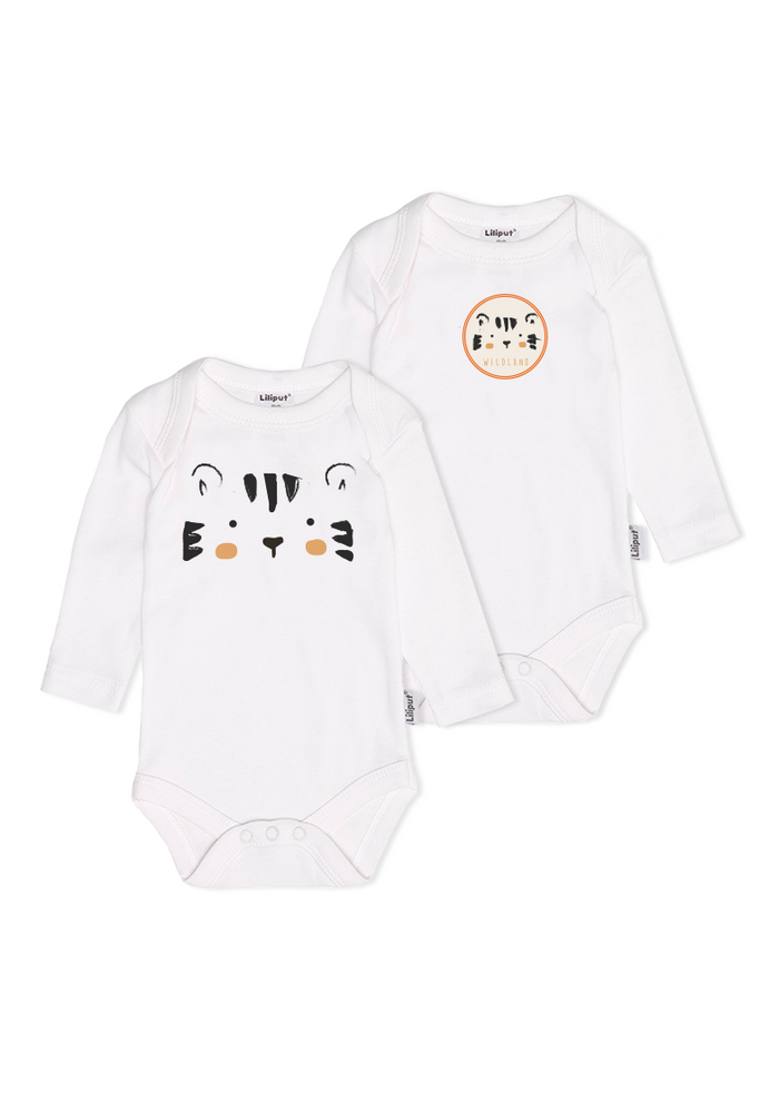 2er-Pack Langarmbodys mit Tiger