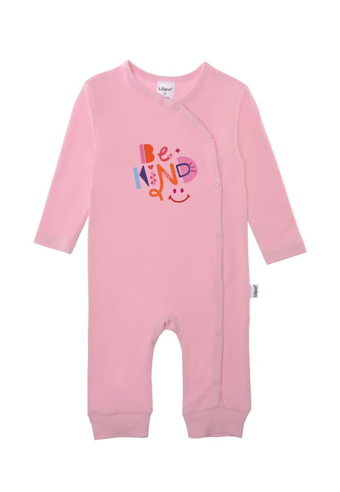 Overall aus Bio-Baumwolle in rosa mit Druck "be kind"