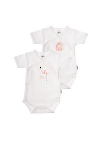 2er-Pack Kurzarm-Wickelbodys mit Flamingo
