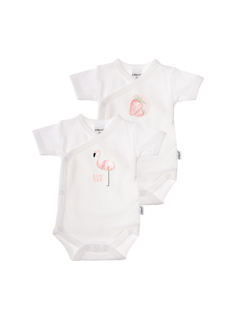 2er-Pack Kurzarm-Wickelbodys mit Flamingo