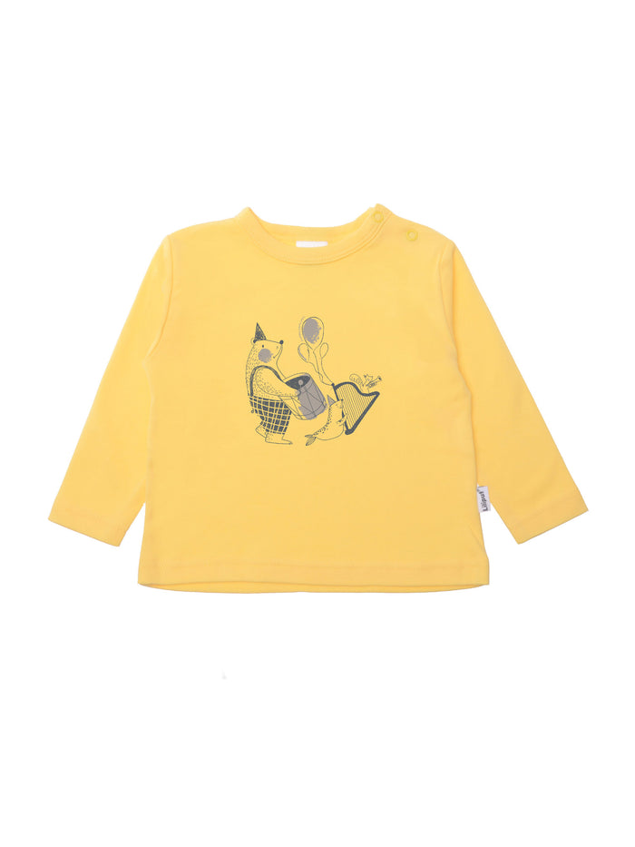 gelbes Langarmshirt mit Tier Print 