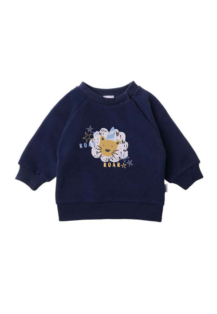 Sweatshirt blau mit Löwen Aufdruck