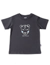 Bio Baumwoll T-Shirt in anthrazit mit Leoparden Kopf als Aufdruck