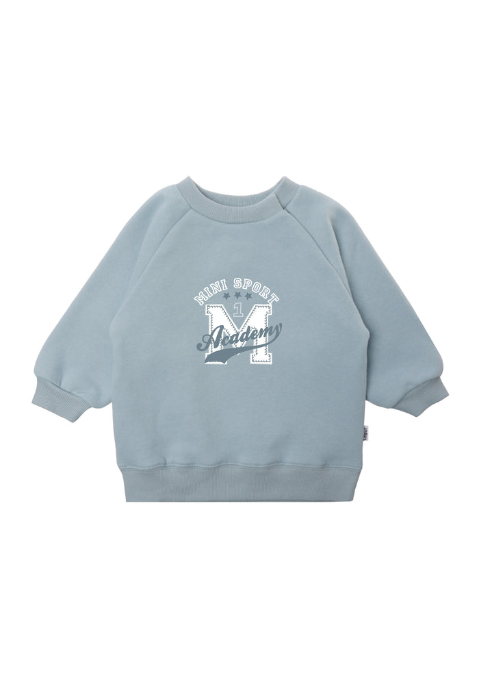 Sweatshirt in hellblau mit Print "mini sport".