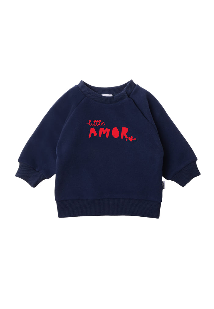 Sweatshirt in dunkelblau mit rotem Print "little AMOR"