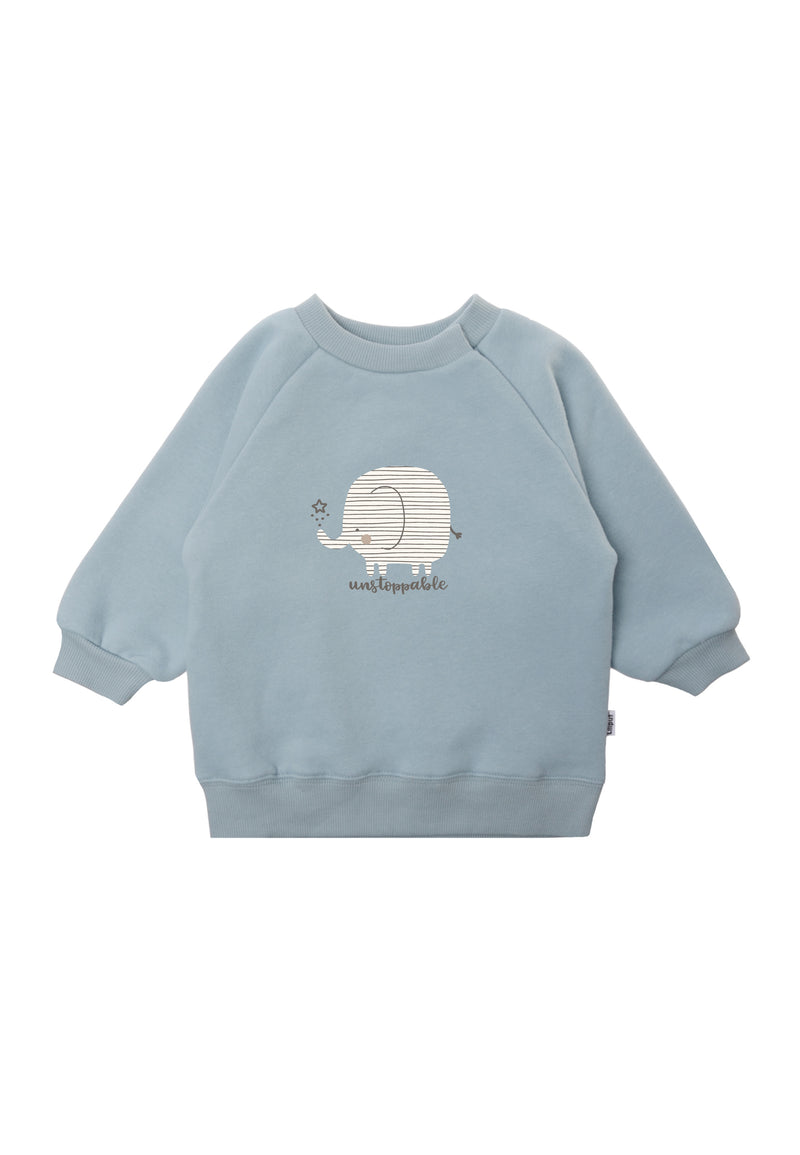 Sweatshirt in hellblau mit niedlichem Aufdruck "Elefant".