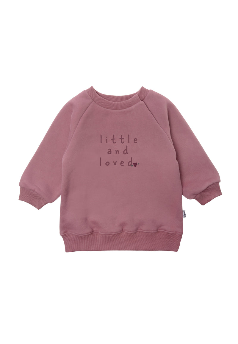 Sweatshirt in rosè mit niedlichem Wording "little and loved".